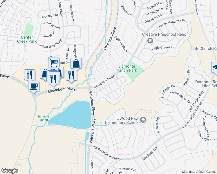 map of restaurants, bars, coffee shops, grocery stores, and more near 1865 Sea Horse Road in Reno