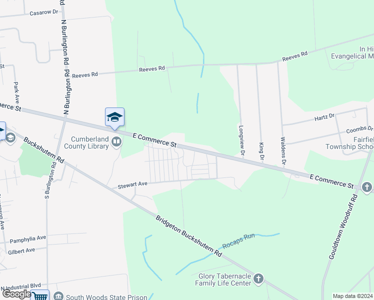 map of restaurants, bars, coffee shops, grocery stores, and more near 871 East Commerce Street in Bridgeton