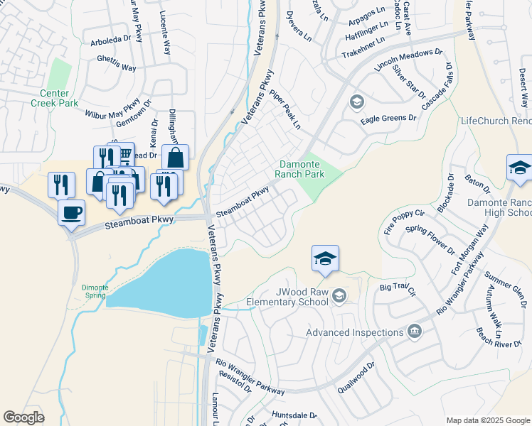 map of restaurants, bars, coffee shops, grocery stores, and more near 1865 Sea Horse Road in Reno