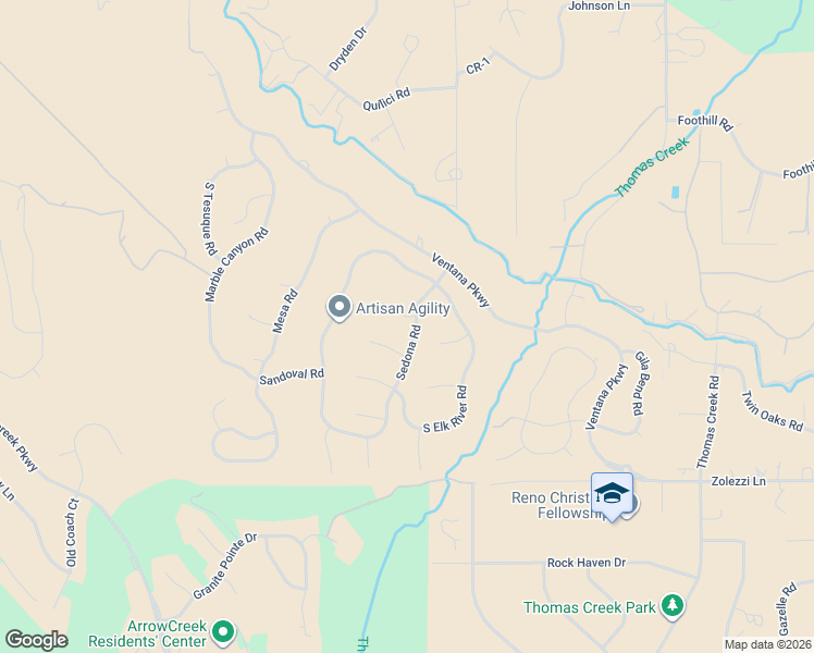 map of restaurants, bars, coffee shops, grocery stores, and more near 285 Sangre Circle in Reno