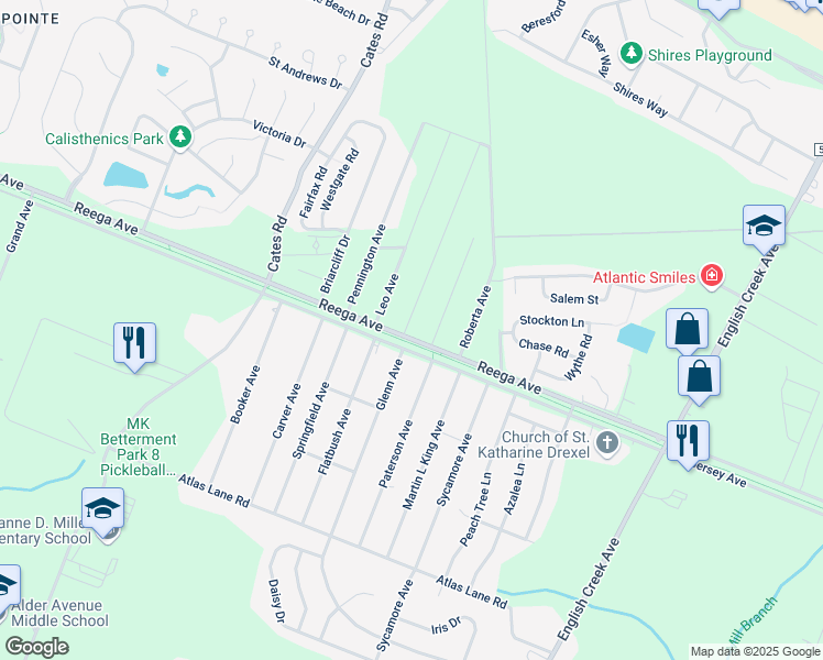 map of restaurants, bars, coffee shops, grocery stores, and more near 138 Bernard Avenue in Egg Harbor Township