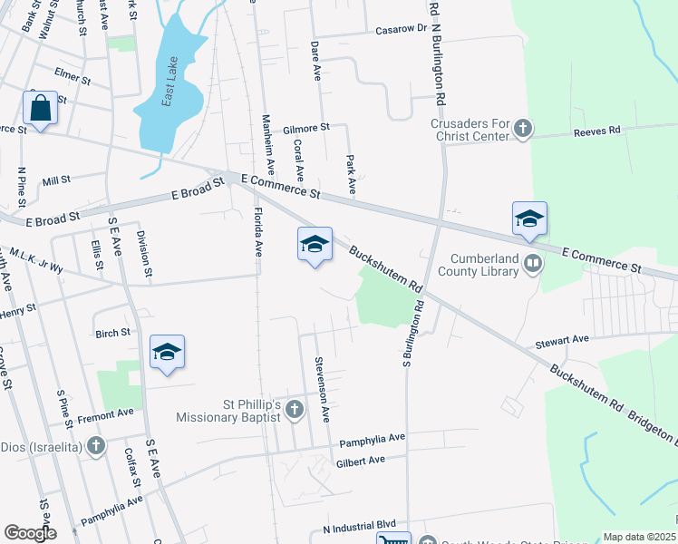 map of restaurants, bars, coffee shops, grocery stores, and more near 550 Buckshutem Road in Bridgeton