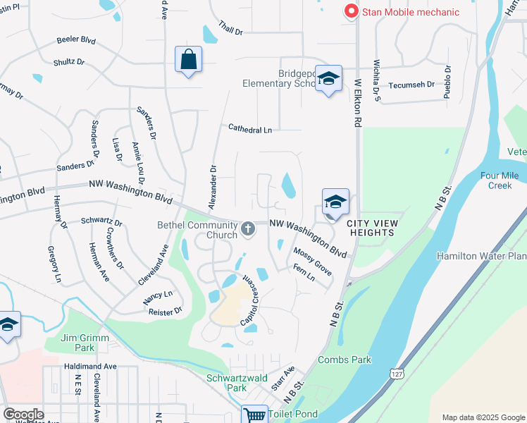 map of restaurants, bars, coffee shops, grocery stores, and more near 1291 Autumn Walk in Hamilton