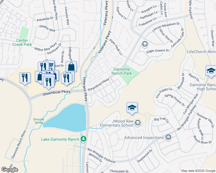 map of restaurants, bars, coffee shops, grocery stores, and more near 1865 Sea Horse Road in Reno