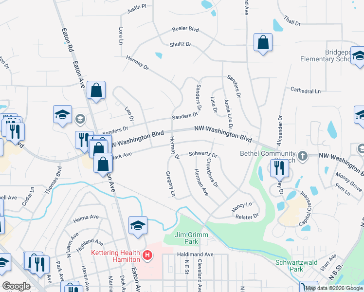 map of restaurants, bars, coffee shops, grocery stores, and more near 178 Hermay Drive in Hamilton