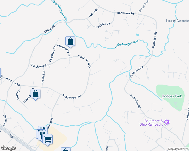 map of restaurants, bars, coffee shops, grocery stores, and more near 624 Falmouth Court in Sykesville