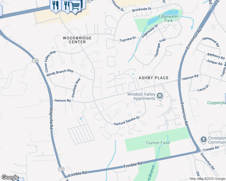 map of restaurants, bars, coffee shops, grocery stores, and more near 1426 Saint Michael Court in Edgewood