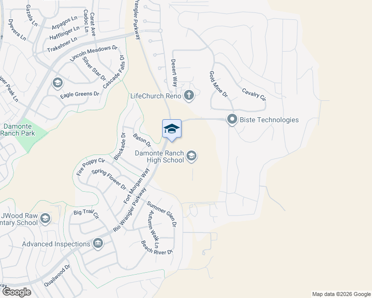 map of restaurants, bars, coffee shops, grocery stores, and more near 10500 Rio Wrangler Parkway in Reno