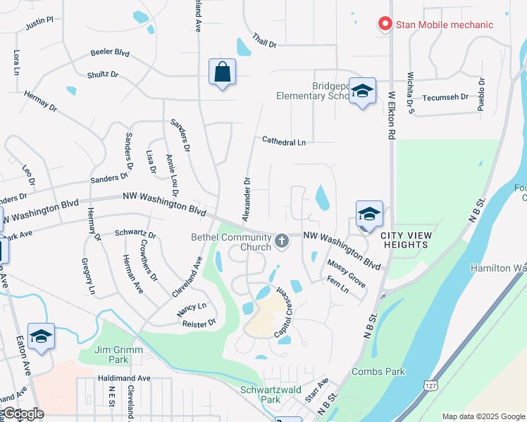 map of restaurants, bars, coffee shops, grocery stores, and more near 1370 South Charlestown Court in Hamilton