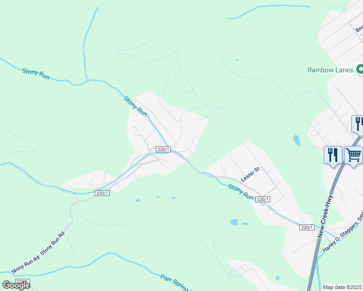 map of restaurants, bars, coffee shops, grocery stores, and more near 40 Sunnydale Drive in Keyser