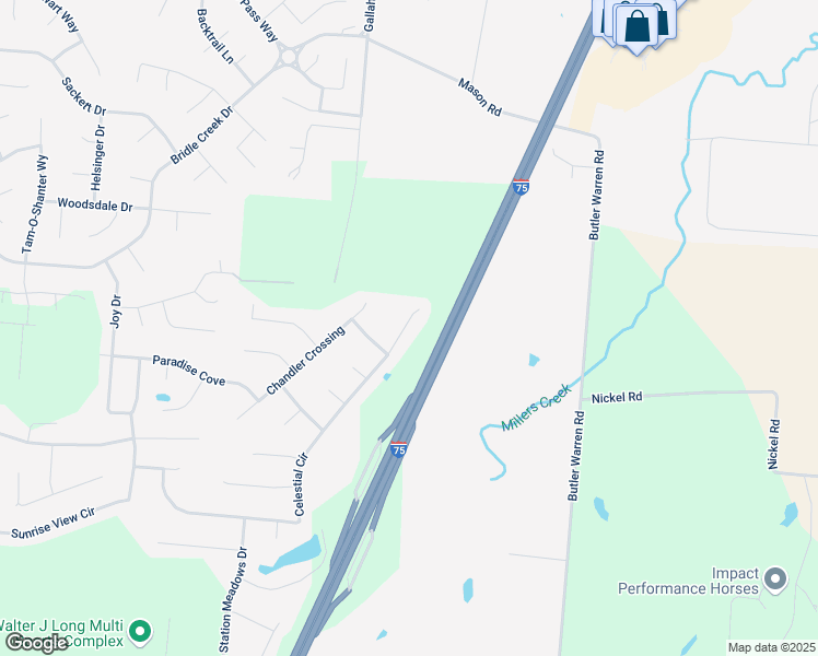 map of restaurants, bars, coffee shops, grocery stores, and more near 8413 Celestial Circle in Butler County