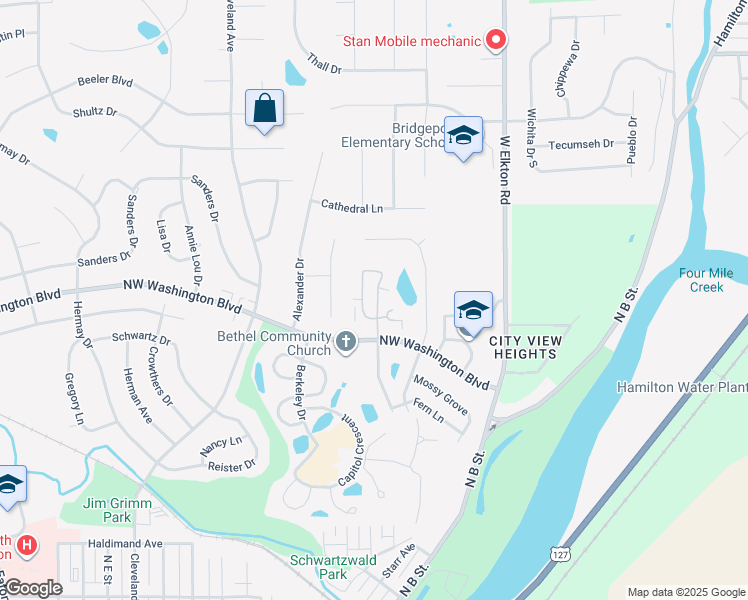 map of restaurants, bars, coffee shops, grocery stores, and more near 1449 Cotswold Lane in Hamilton