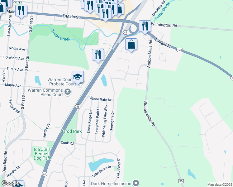 map of restaurants, bars, coffee shops, grocery stores, and more near 874 Greengate Drive in Lebanon