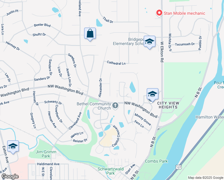 map of restaurants, bars, coffee shops, grocery stores, and more near 1370 Charlestown Court in Hamilton
