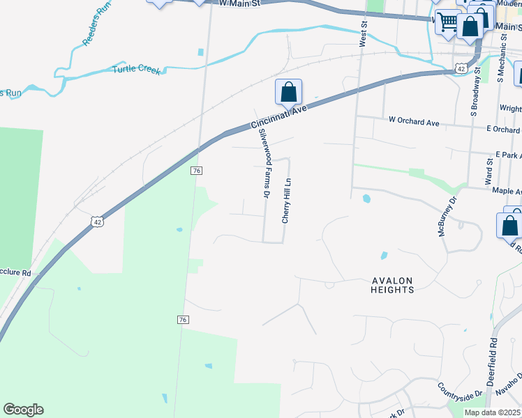 map of restaurants, bars, coffee shops, grocery stores, and more near 499 Silverwood Farms Drive in Lebanon