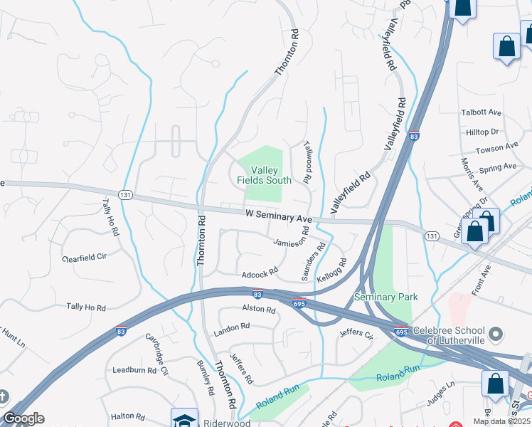 map of restaurants, bars, coffee shops, grocery stores, and more near 1006 West Seminary Avenue in Lutherville-Timonium