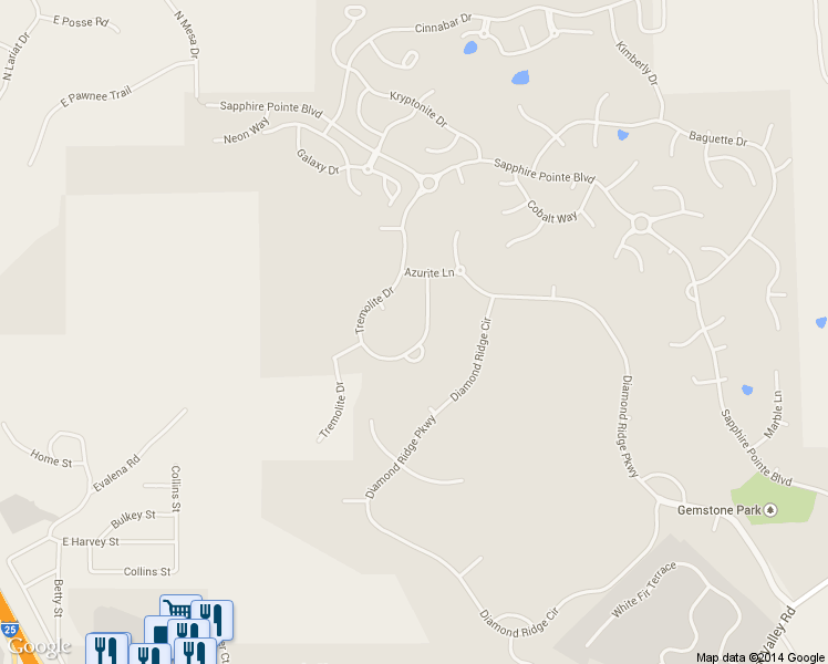 map of restaurants, bars, coffee shops, grocery stores, and more near 6512 Tremolite Drive in Castle Rock