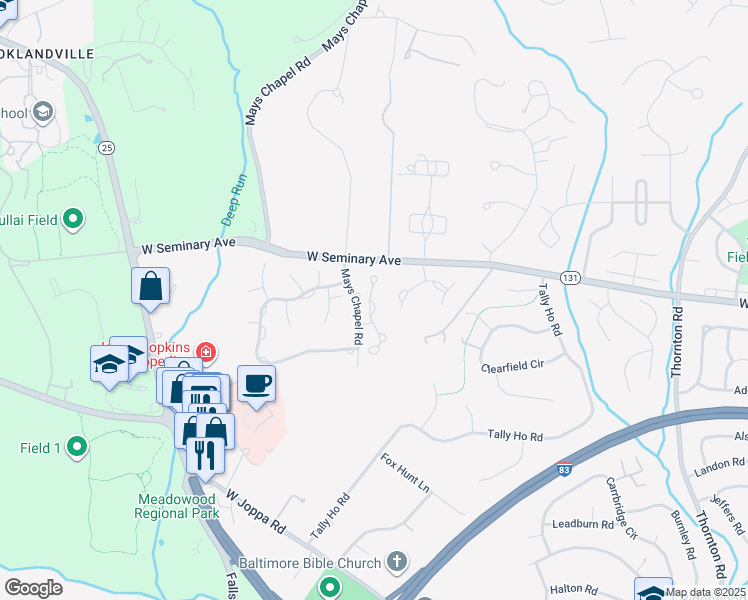 map of restaurants, bars, coffee shops, grocery stores, and more near 12 Boxwood Lane in Lutherville-Timonium