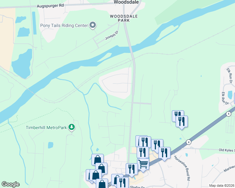 map of restaurants, bars, coffee shops, grocery stores, and more near 5254 River Ridge Drive in Butler County