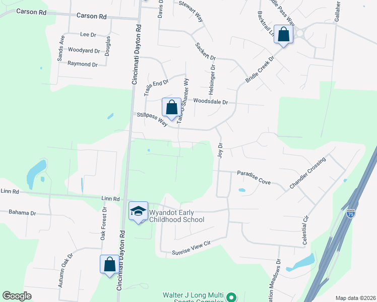 map of restaurants, bars, coffee shops, grocery stores, and more near 996 Tam-O-Shanter Way in Monroe