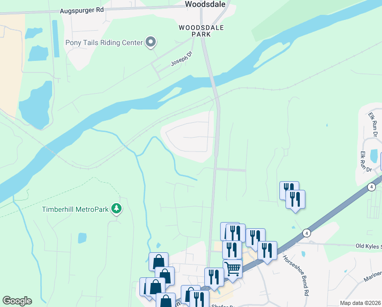 map of restaurants, bars, coffee shops, grocery stores, and more near 5254 River Ridge Drive in Butler County
