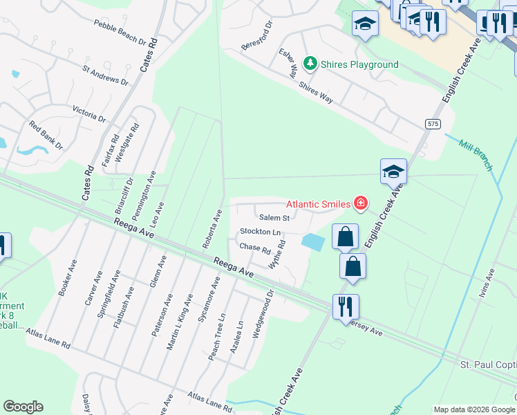 map of restaurants, bars, coffee shops, grocery stores, and more near 200 Salem Street in Egg Harbor Township