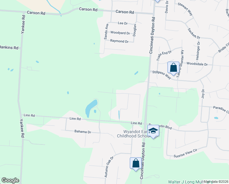 map of restaurants, bars, coffee shops, grocery stores, and more near 7423 Cherokee Lane in Butler County