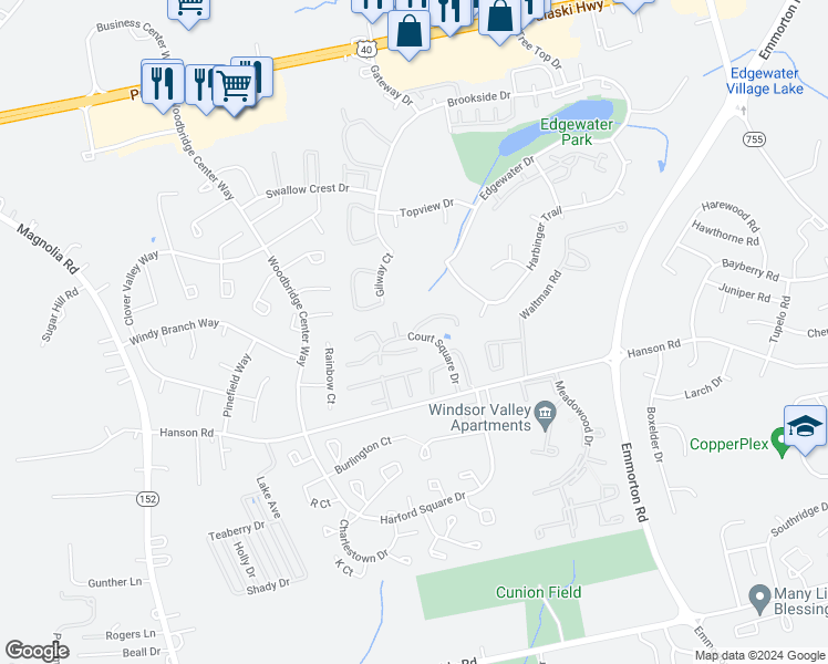 map of restaurants, bars, coffee shops, grocery stores, and more near 807 Kingston Court in Edgewood