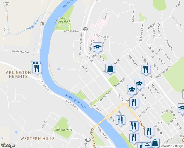 map of restaurants, bars, coffee shops, grocery stores, and more near 810 2nd Street in Marietta