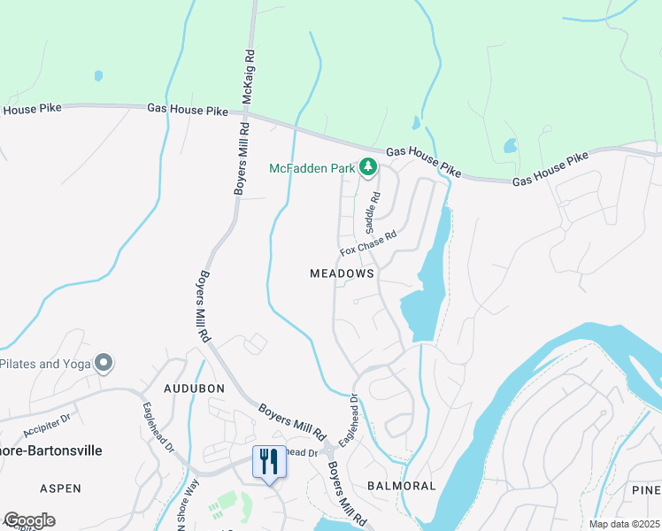 map of restaurants, bars, coffee shops, grocery stores, and more near 6946 Fox Chase Road in New Market