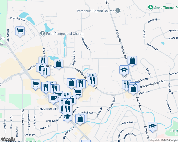 map of restaurants, bars, coffee shops, grocery stores, and more near 212 Wittman Way in Hamilton