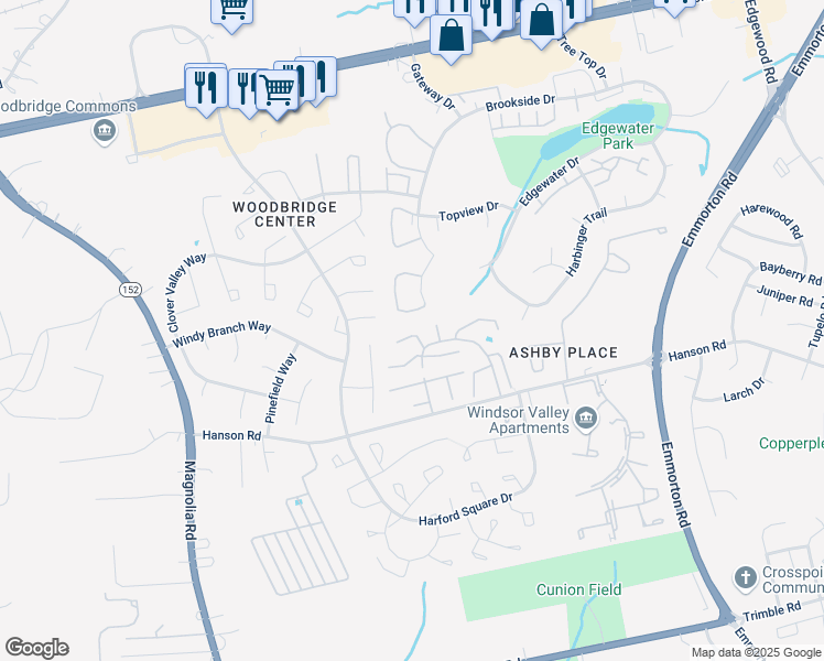 map of restaurants, bars, coffee shops, grocery stores, and more near 821 Mount Vernon Court in Edgewood