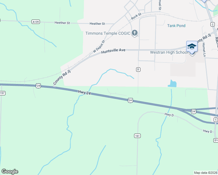 map of restaurants, bars, coffee shops, grocery stores, and more near 6096 Highway 24 in Huntsville