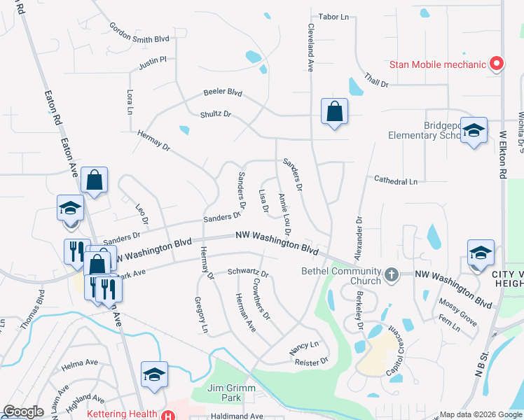 map of restaurants, bars, coffee shops, grocery stores, and more near 11 Lisa Drive in Hamilton