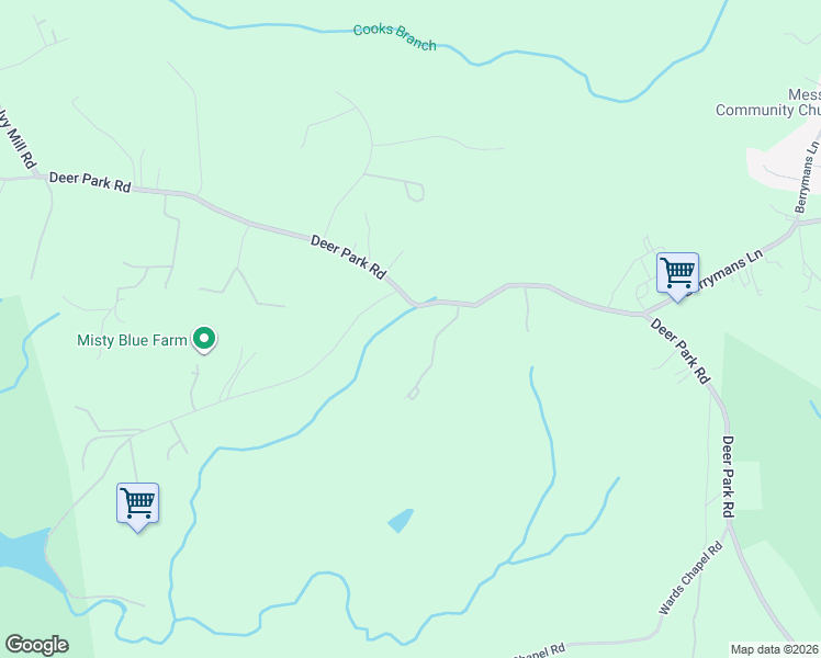 map of restaurants, bars, coffee shops, grocery stores, and more near 5834 Deer Park Road in Reisterstown
