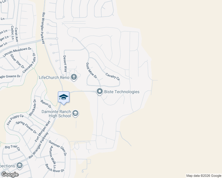 map of restaurants, bars, coffee shops, grocery stores, and more near 10380 Cavalry Circle in Reno