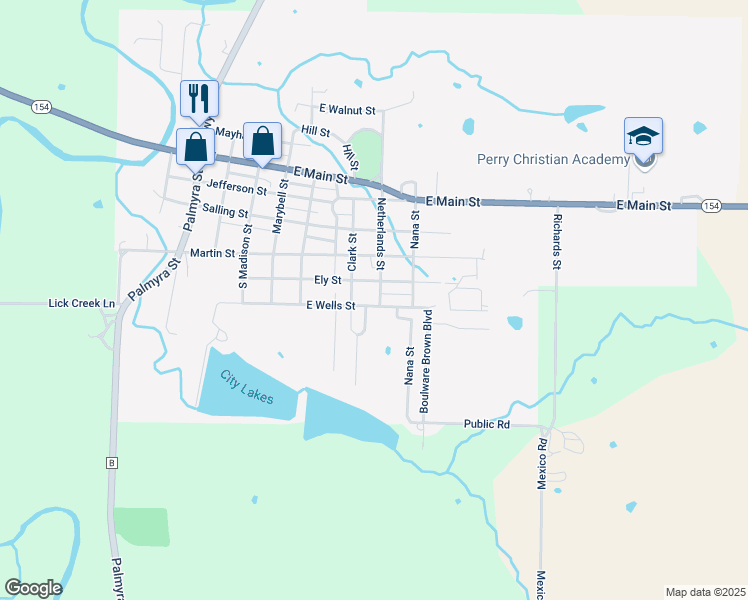 map of restaurants, bars, coffee shops, grocery stores, and more near 708 East Wells Street in Perry