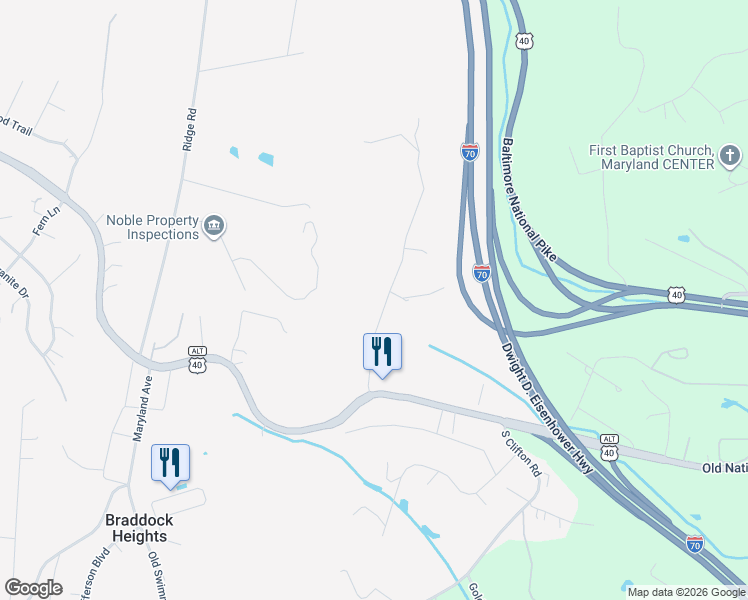 map of restaurants, bars, coffee shops, grocery stores, and more near 7006 Edgemont Road in Frederick