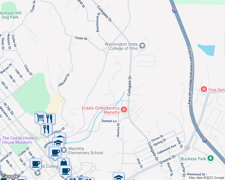 map of restaurants, bars, coffee shops, grocery stores, and more near 200 Jefferson Square in Marietta