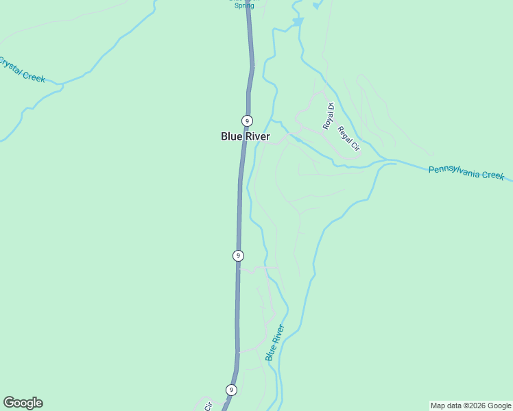 map of restaurants, bars, coffee shops, grocery stores, and more near 214 Mountain View Drive in Blue River