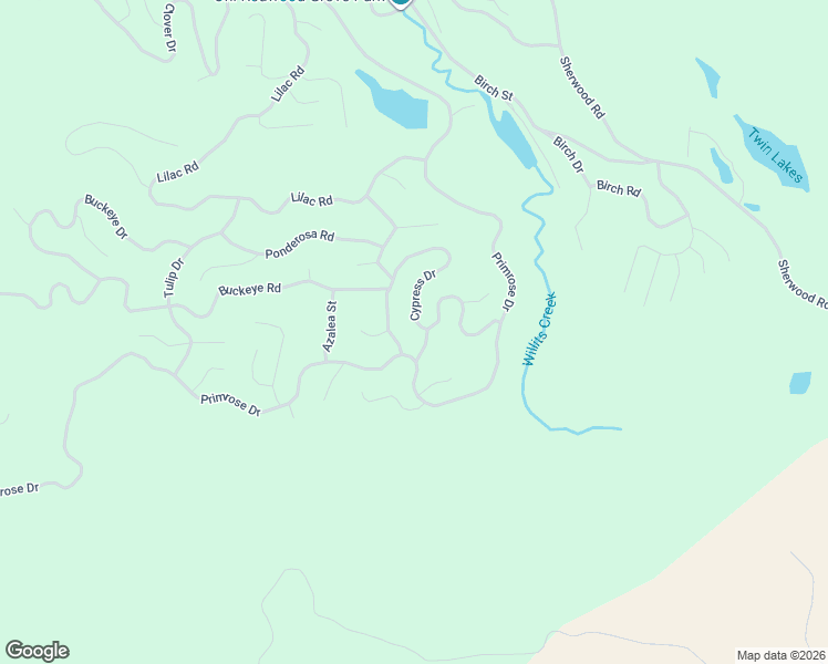 map of restaurants, bars, coffee shops, grocery stores, and more near 2948 Primrose Drive in Willits