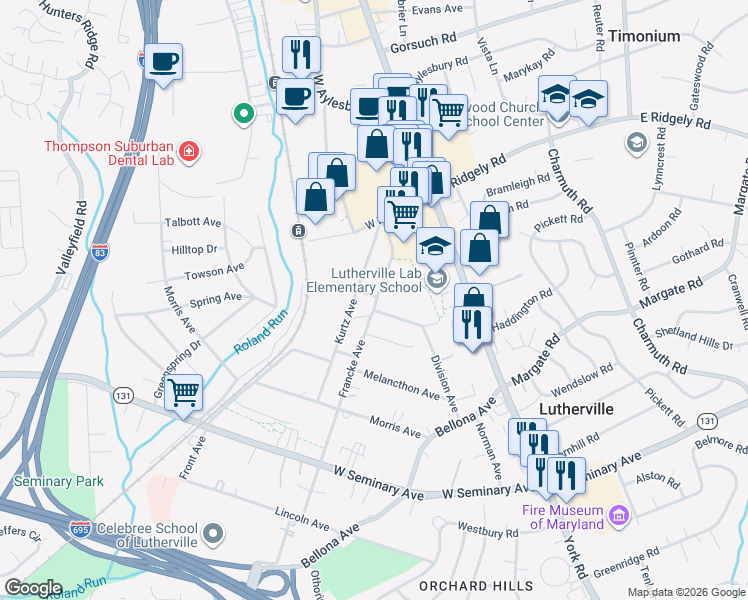 map of restaurants, bars, coffee shops, grocery stores, and more near in Baltimore