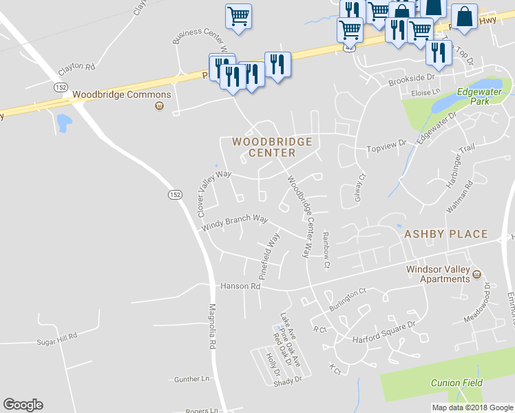 map of restaurants, bars, coffee shops, grocery stores, and more near 808 Olive Branch Court in Edgewood
