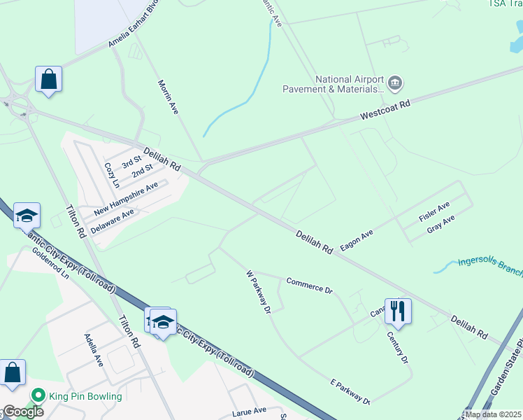 map of restaurants, bars, coffee shops, grocery stores, and more near 6550 Delilah Road in Egg Harbor Township