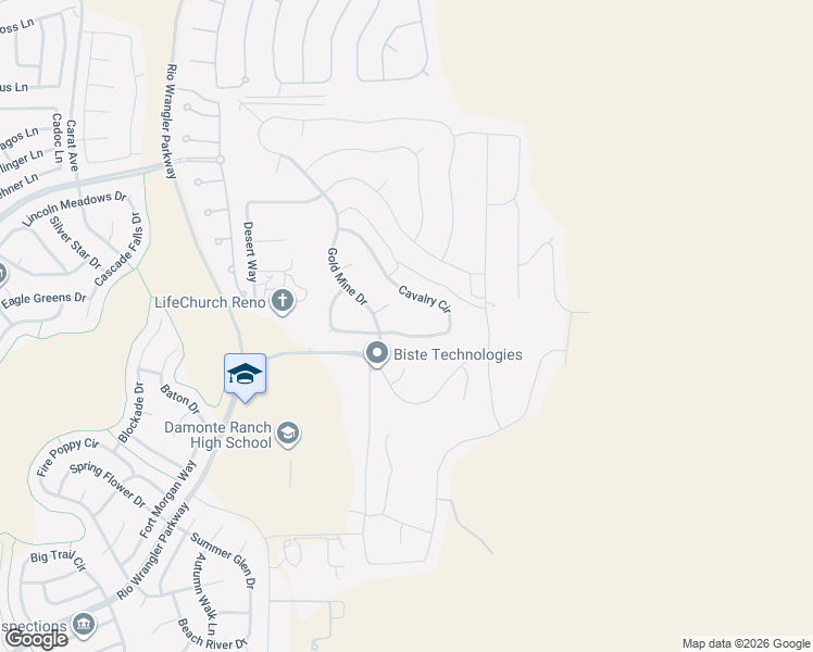 map of restaurants, bars, coffee shops, grocery stores, and more near 10255 Cavalry Circle in Reno