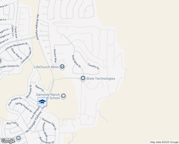 map of restaurants, bars, coffee shops, grocery stores, and more near 10255 Cavalry Circle in Reno