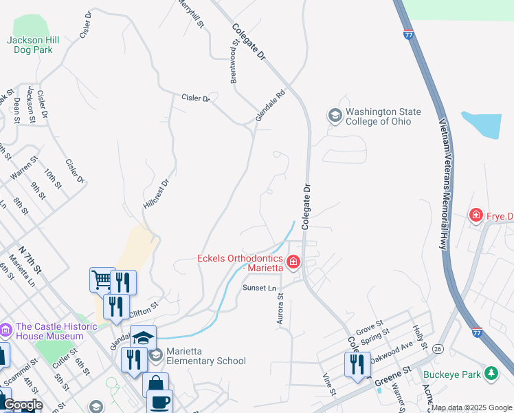 map of restaurants, bars, coffee shops, grocery stores, and more near 311 Cisler Lane in Marietta
