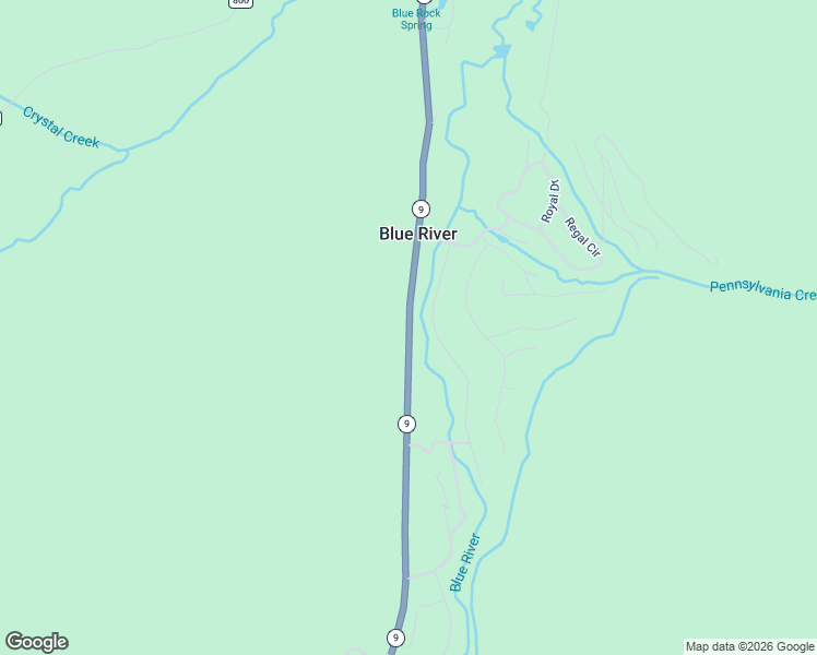 map of restaurants, bars, coffee shops, grocery stores, and more near Hwy 9 in Blue River