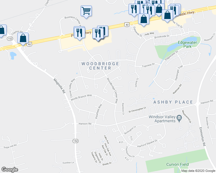 map of restaurants, bars, coffee shops, grocery stores, and more near 845 West Spring Meadow Court in Edgewood