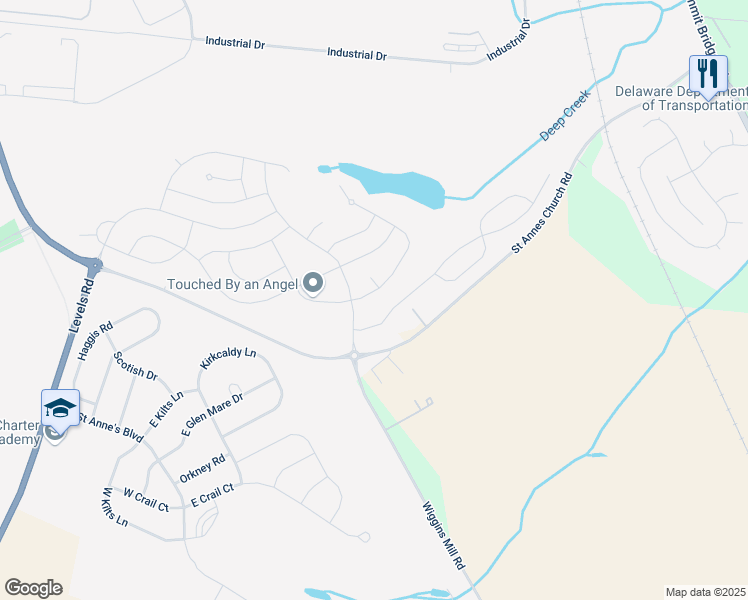 map of restaurants, bars, coffee shops, grocery stores, and more near 606 Swansea Drive in Middletown